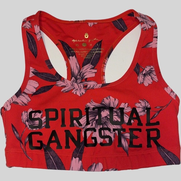 Spiritual Gangster Other - Spiritual Gangster Floral Warrior Sports Bra women’s size Small red